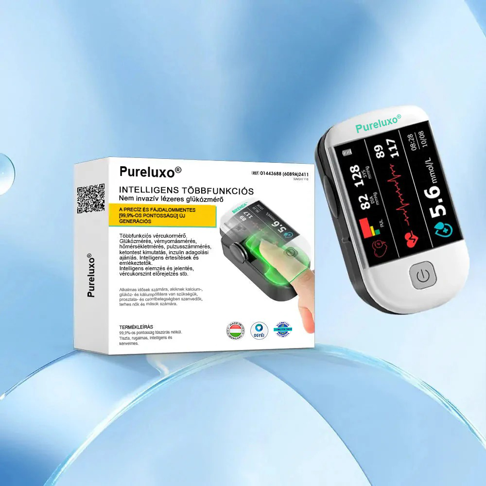 👩‍💼 Pureluxo® következő generációs intelligens, többfunkciós, nem invazív lézeres vércukormérő 👩‍💼[99,9%-os pontosság]