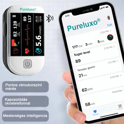 👩‍💼 Pureluxo® következő generációs intelligens, többfunkciós, nem invazív lézeres vércukormérő 👩‍💼[99,9%-os pontosság]