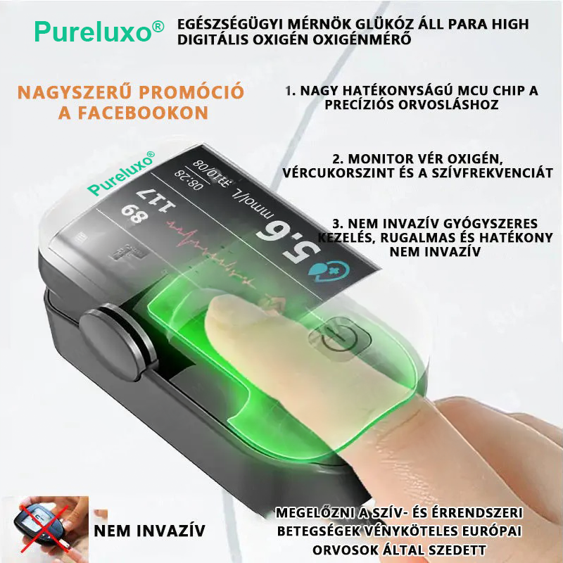 👩‍💼 Pureluxo® következő generációs intelligens, többfunkciós, nem invazív lézeres vércukormérő 👩‍💼[99,9%-os pontosság]